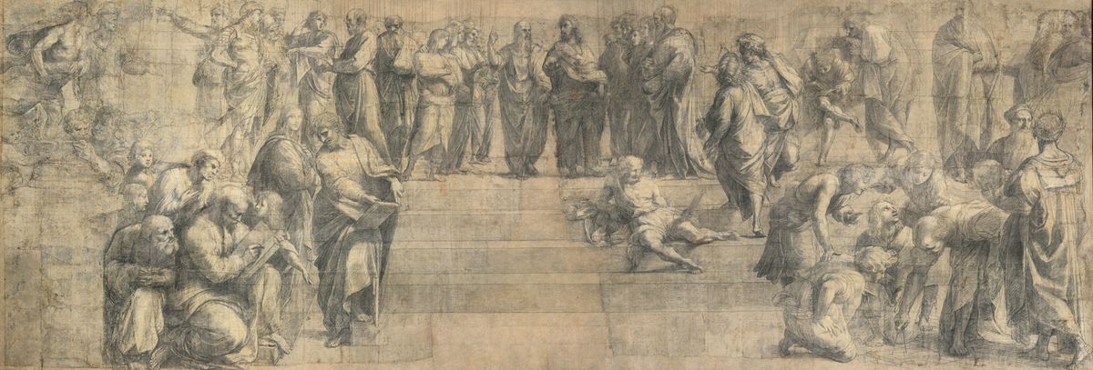 Raphael’s restored cartoon The School of Athens (around 1508) © Veneranda Biblioteca Ambrosiana/Mondadori Portfoli