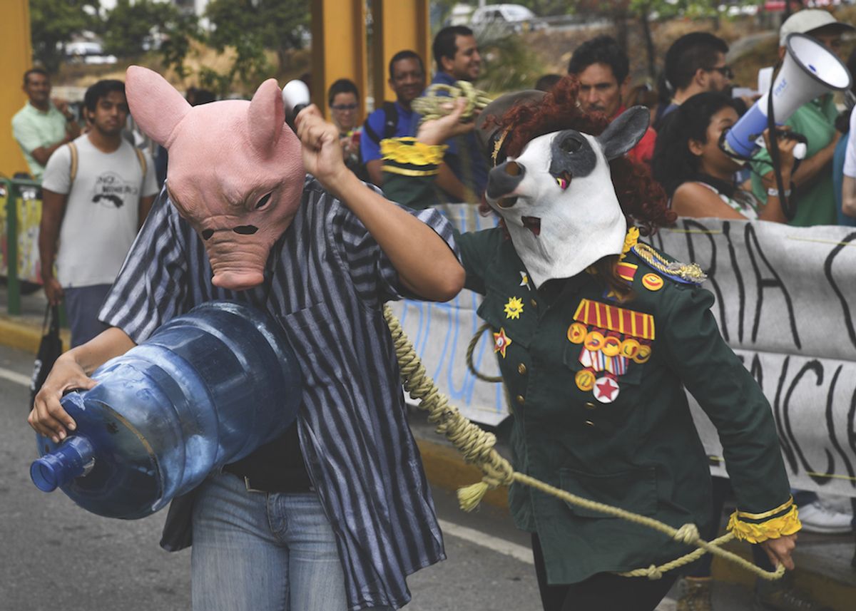 A water shortage protest in Caracas in April Yuri Cortez/AFP/Getty Images
