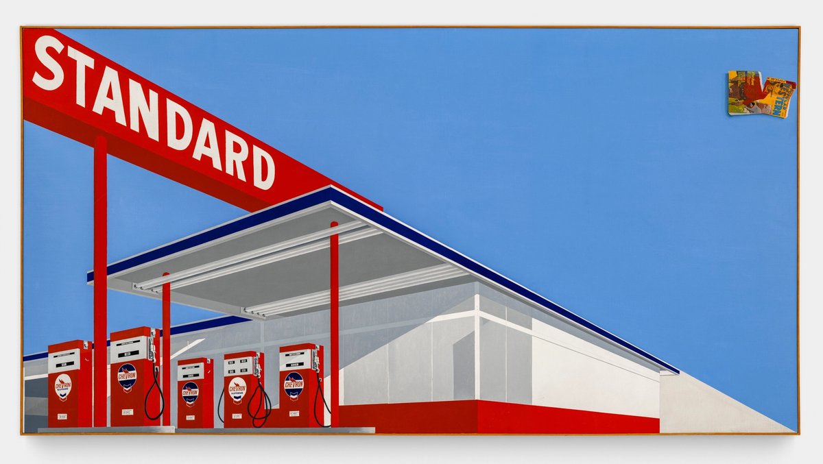 Ed Ruscha, Standard Station, Ten-Cent Western Being Torn in Half, 1964 Courtesy Christie's