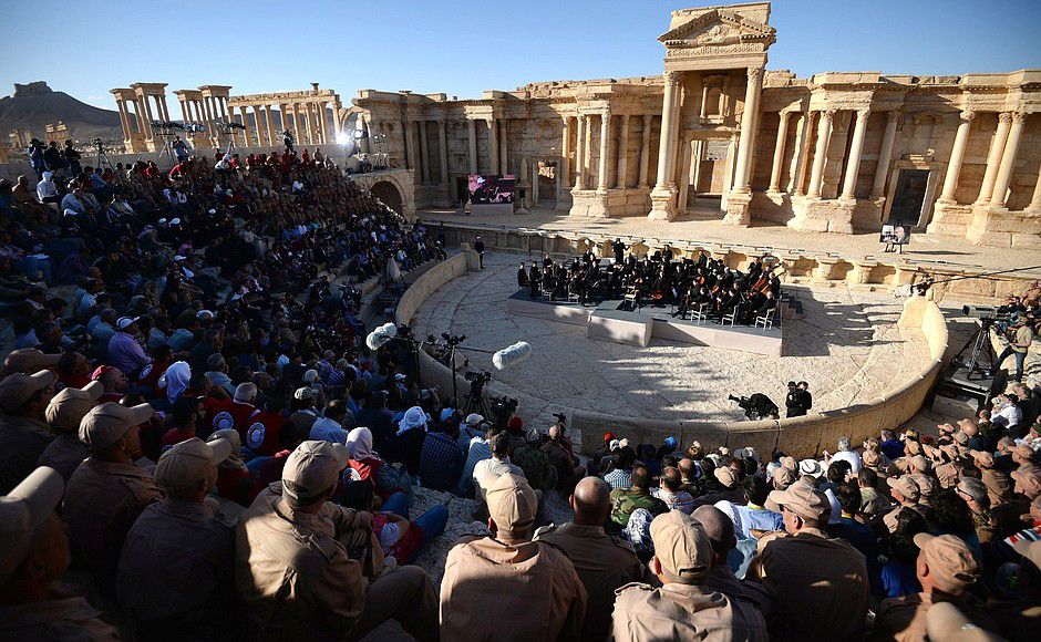 A concert by the Mariinsky State Academic Symphony Orchestra at Palmyra in 2016 Courtesy of Russia Presidential Executive Office
