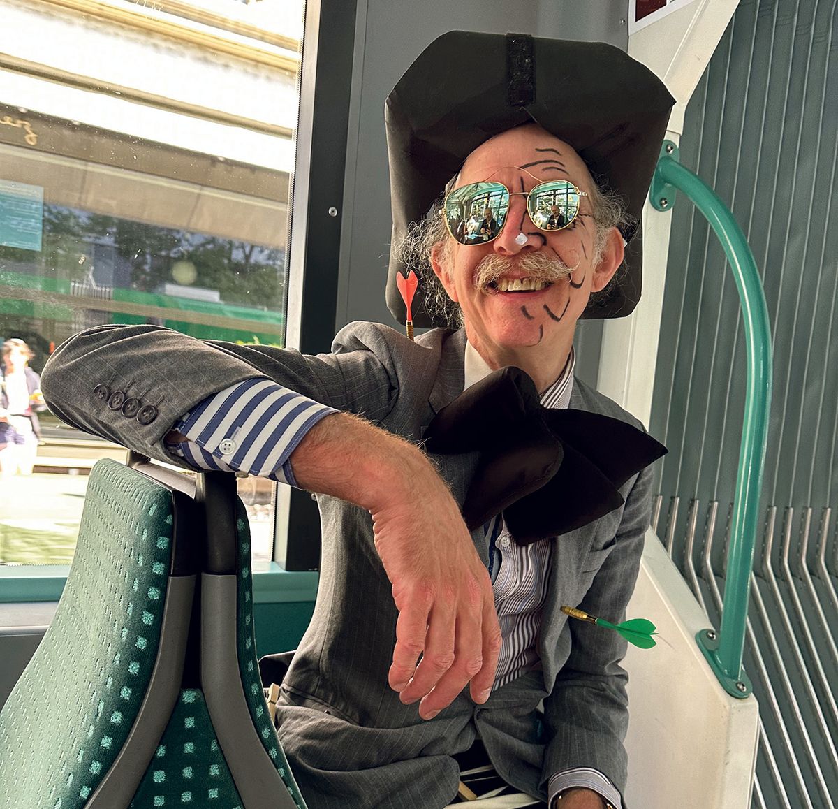 Head-turner: Martin Creed was dressed to impress as he promoted Work No. 3733, Air, on show at Parcours The Art Newspaper