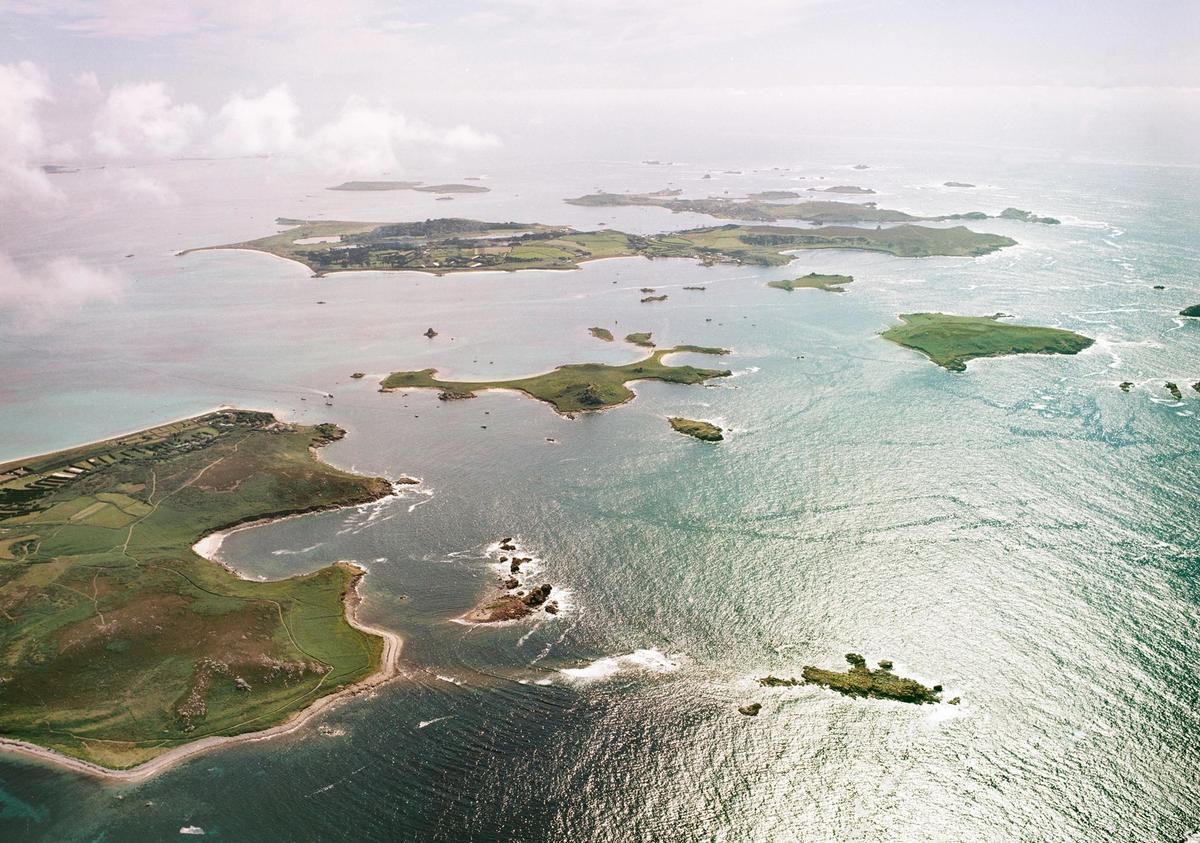 Aerial image of the Isles of Scilly where the Iron Age remains were found © Historic England Archive