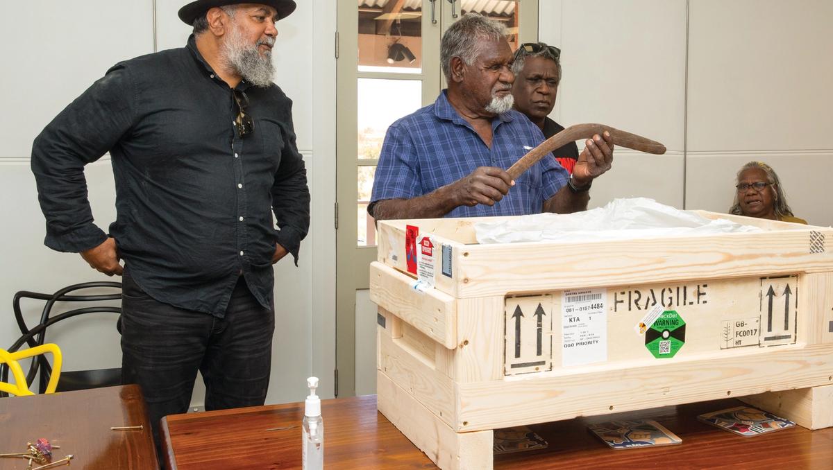 Eight objects were repatriated from a UK private collector to the Yindjibarndi people via the Australian government-funded project Return of Cultural Heritage Photo: Tangiora; © Ngaarda Media for AIATSIS