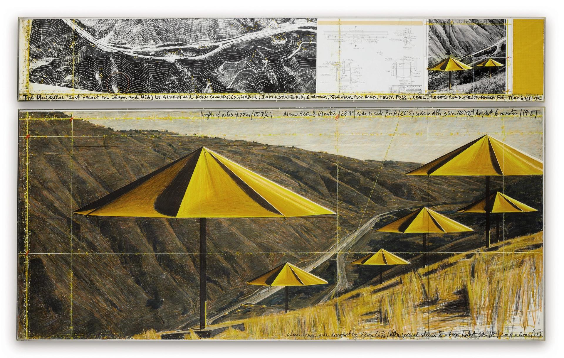 A drawing by Christo for his The Umbrellas (Joint project for Japan and USA), (1991), sold for €1.7m at Sotheby's in Paris, setting a world auction record for the artist 