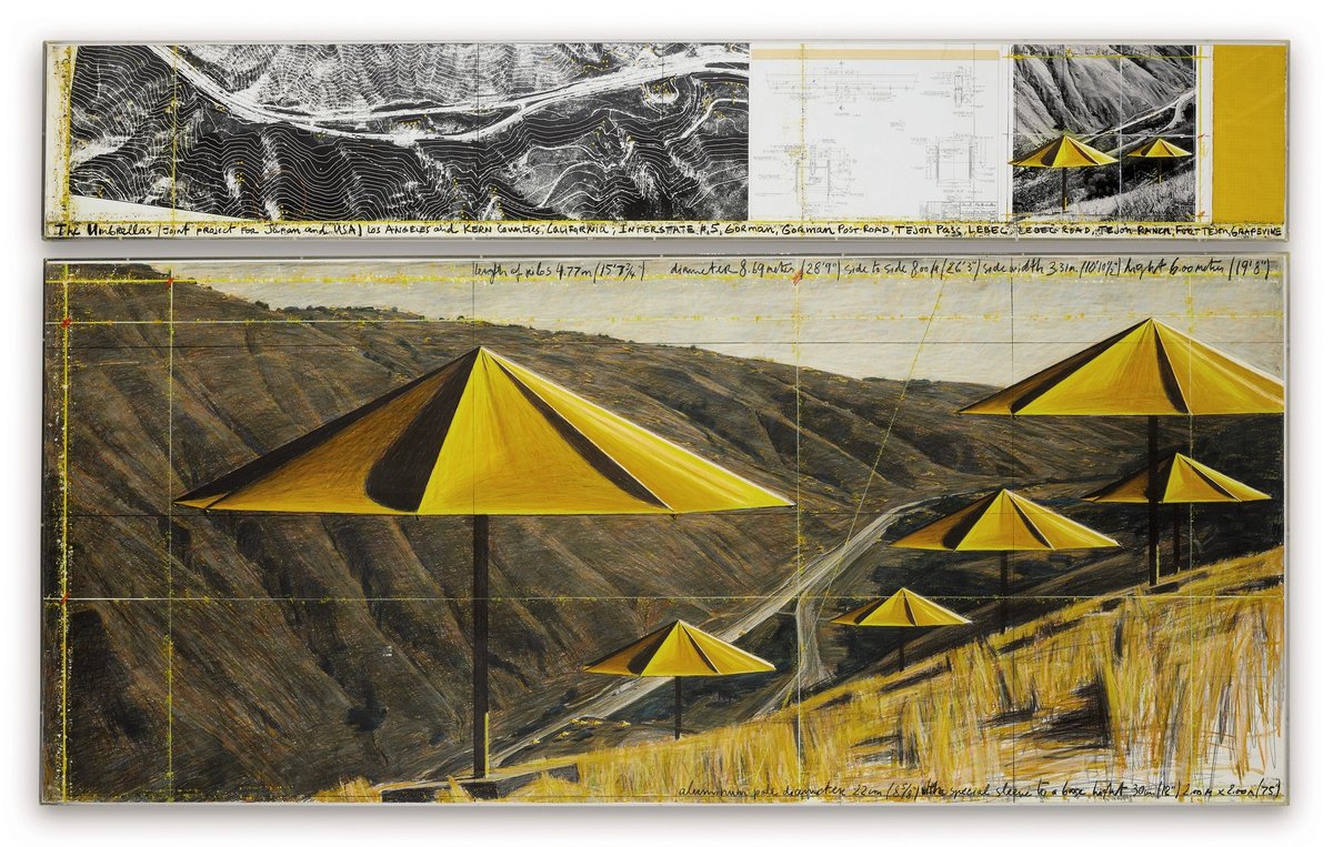A drawing by Christo for his The Umbrellas (Joint project for Japan and USA), (1991), sold for €1.7m at Sotheby's in Paris, setting a world auction record for the artist