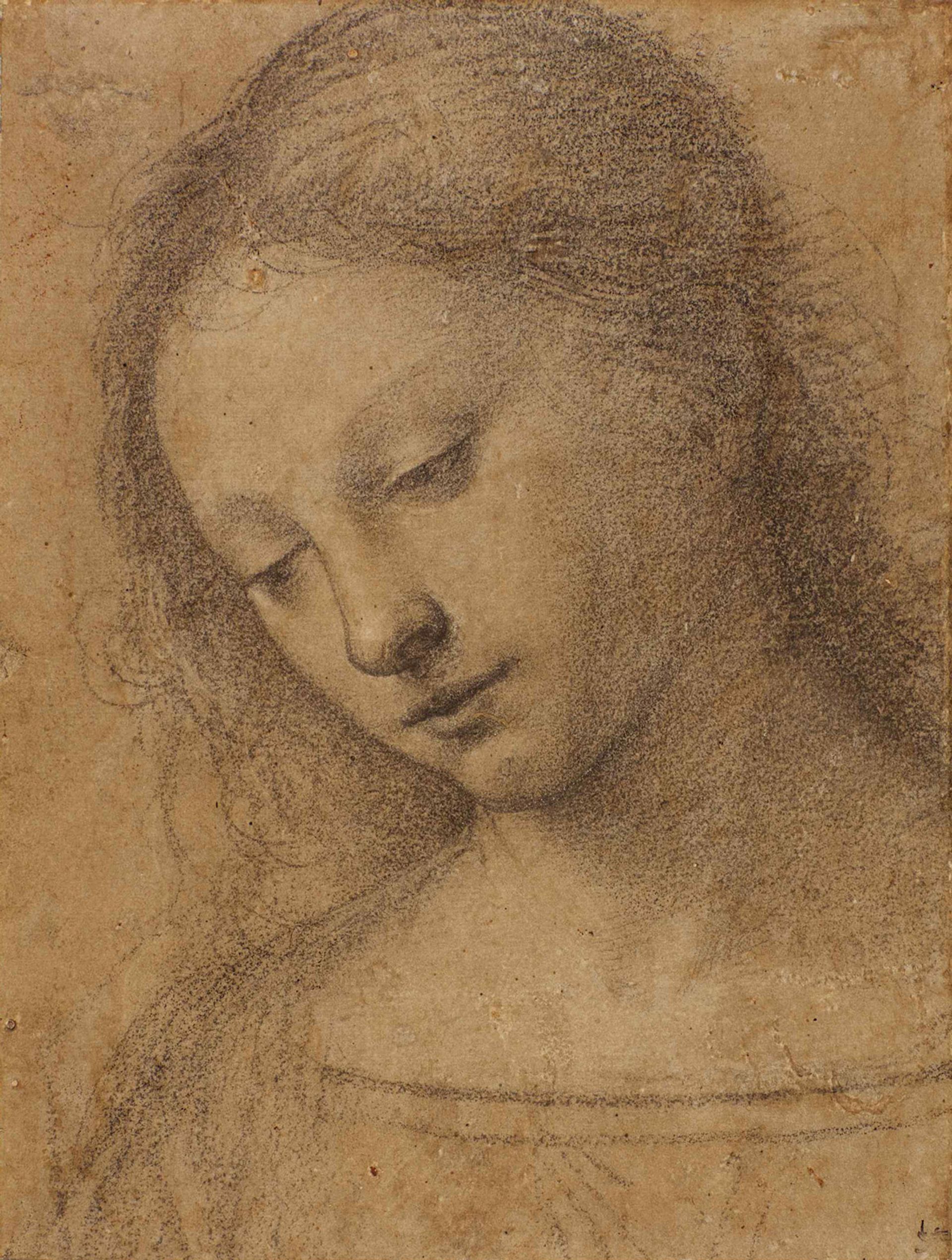 Fra Bartolommeo, Head of a Young Woman, Looking Down to the Left (1490s) Courtesy of Sotheby’s