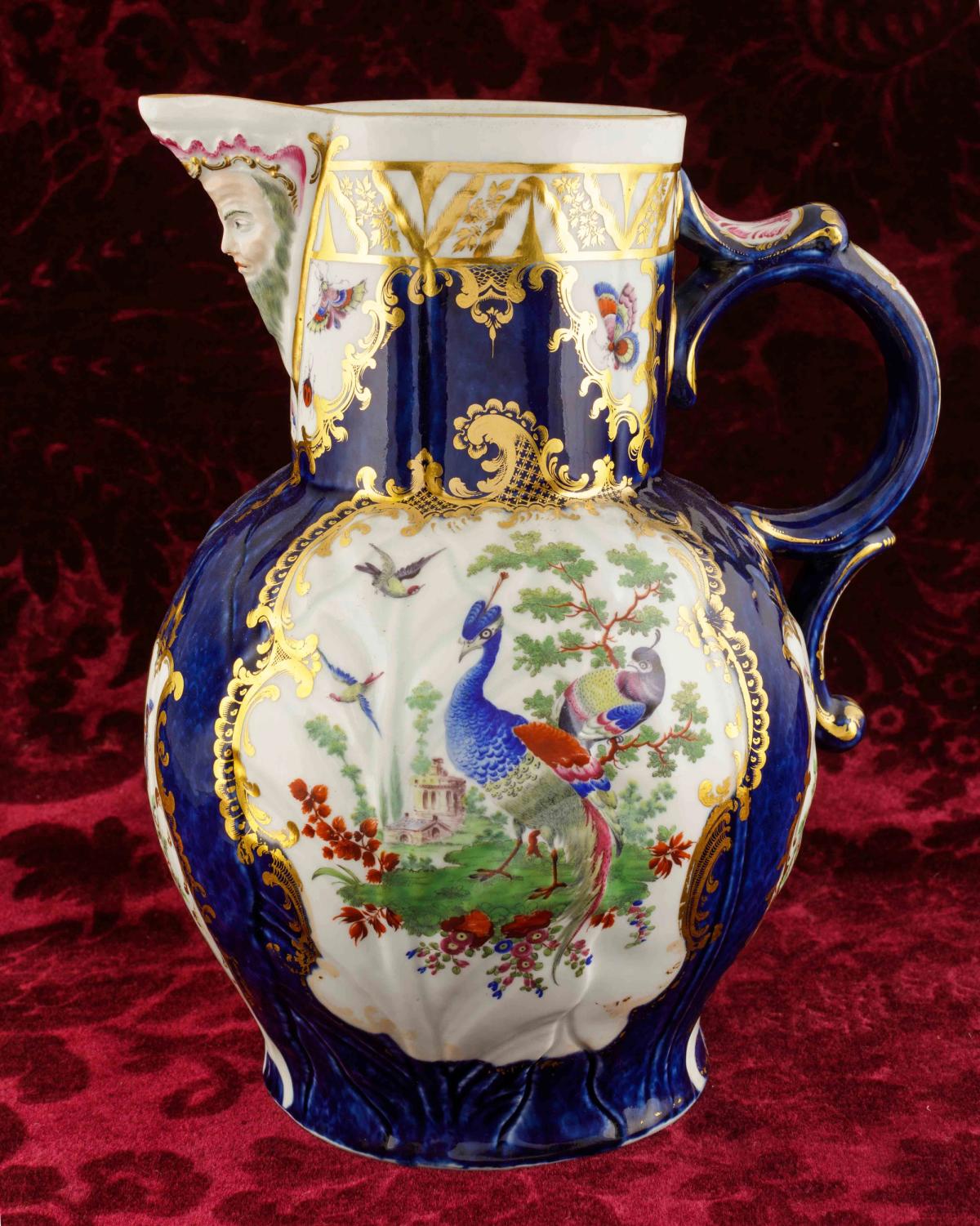 A Worcester porcelain Dutch jug decorated in Lady Betty Cobbe’s “Peacock” pattern (after 1763) Courtesy of the Cobbe Collection. Photography by Alexey Moskvin