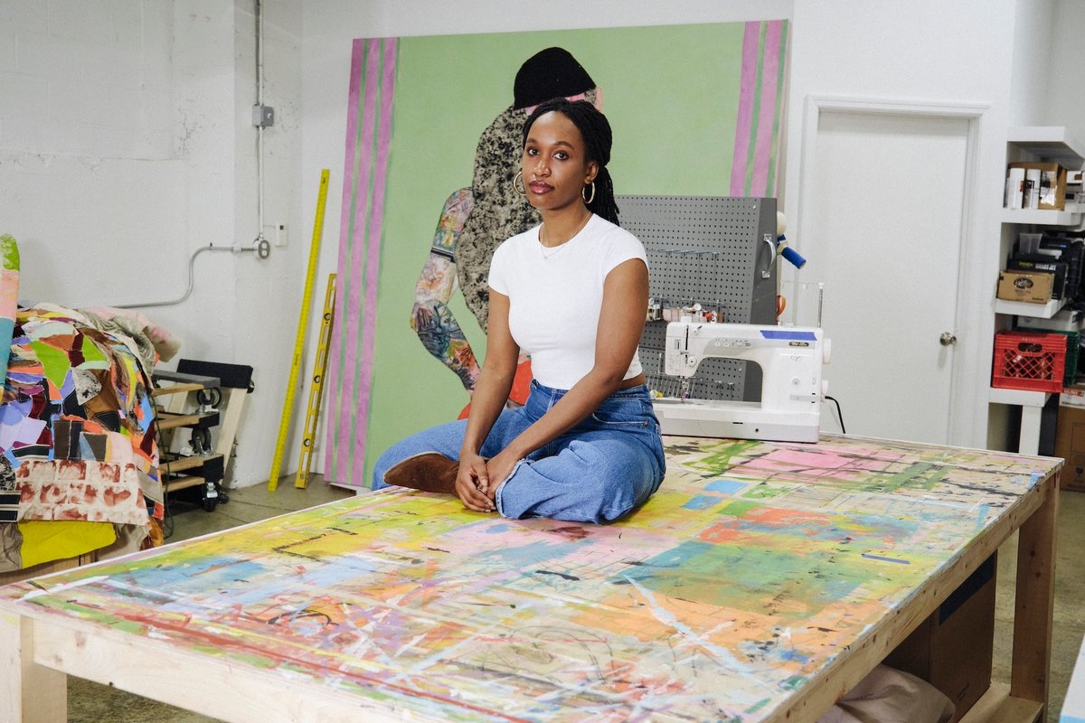 Tschabalala Self in her studio Photo: Christian DeFonte