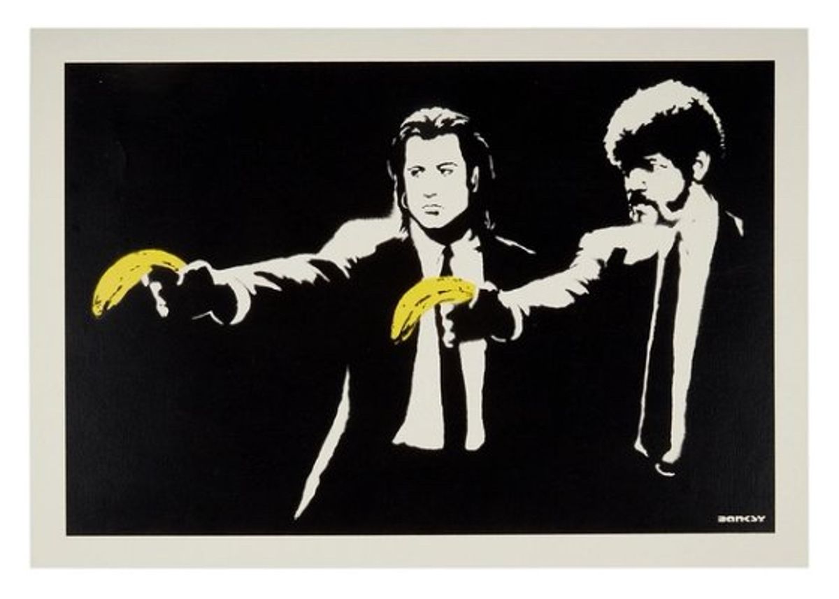 Bananas about Banksy: a Pulp Fiction proof print, with an estimate of $20,000-$40,000, is one of more than 150 items to be auctioned
© Banksy