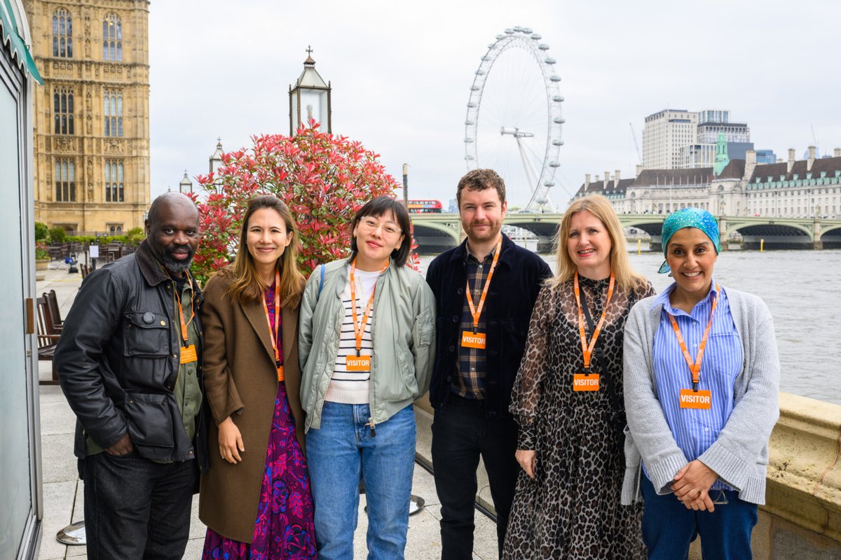 From left: Keith Piper, Yva Jung, Sae Yeoun Hwang, Ross Head, Julie Lomax and Zarah Hussain from Artists Now at the Framing the Future report launch at the House of Commons in April 2025 Photo: ©Matt-Crossick