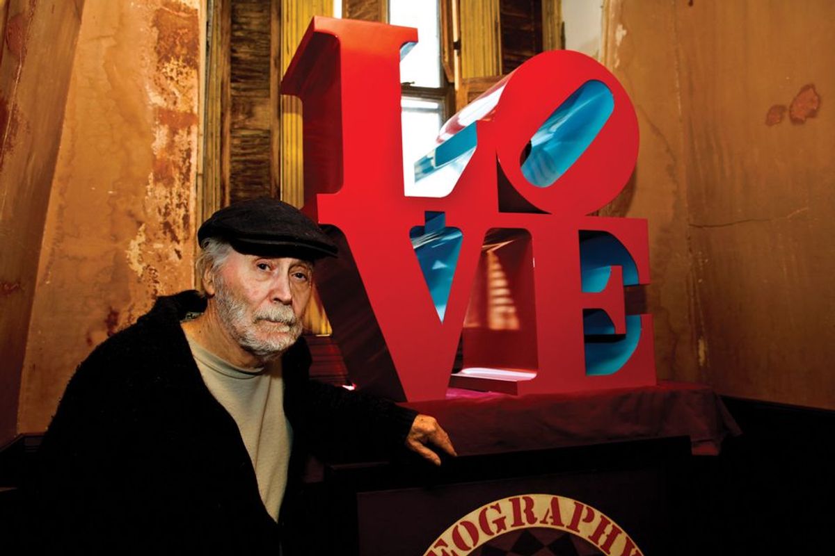 Loving it: Robert Indiana with a version of his most famous work Photo: © Joel Greenberg. Courtesy of the Morgan Art Foundation
