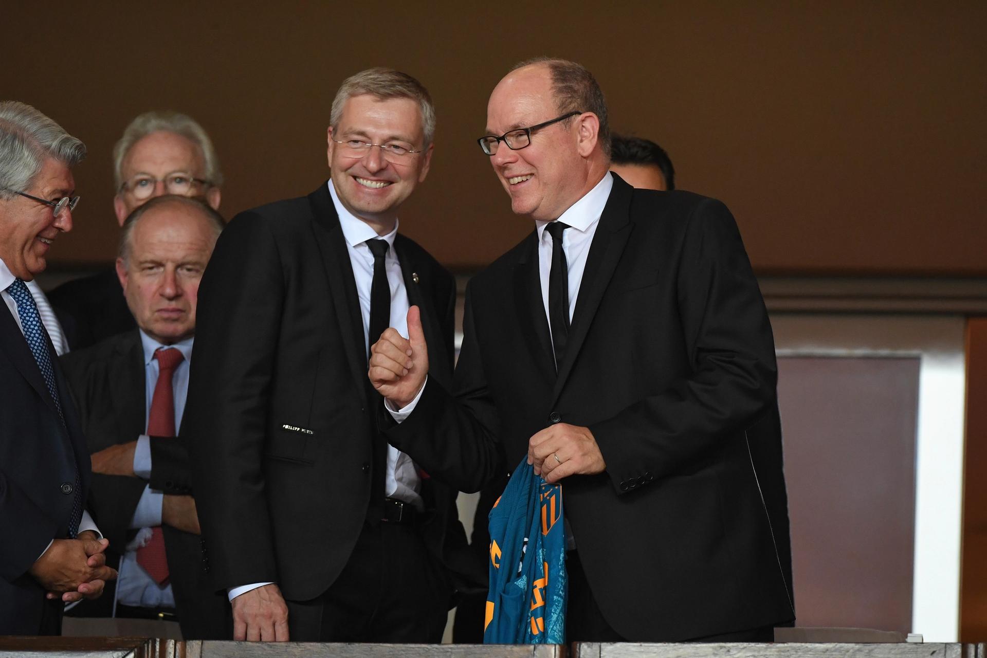 Dmitri Rybolovlev with Prince Albert II of Monaco at a football match between AS Monaco FC, which Rybolovlev owns, and Atlético de Madrid Photo by Lionel Urman/Sipa USA
