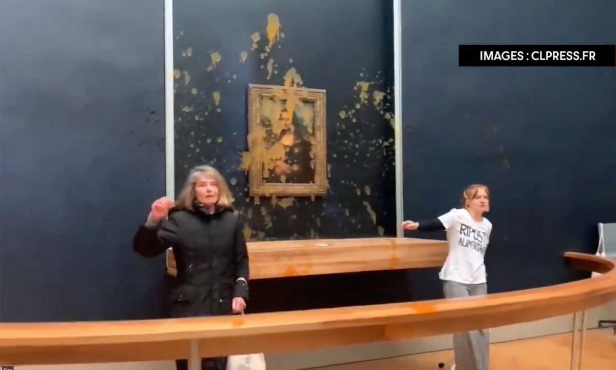 Protesters at Louvre throw soup at Mona Lisa