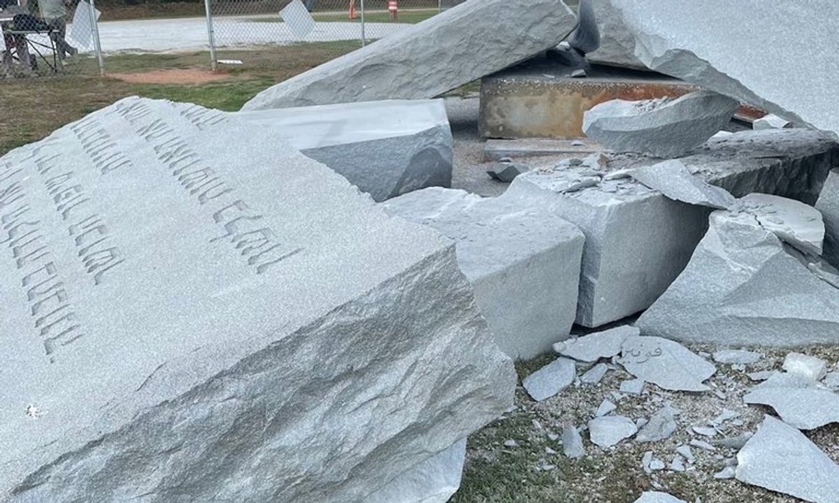 Roadside sculpture in Georgia that some believed to be a satanic monument demolished following early-morning bombing Roadside sculpture in Georgia that some believed to be a satanic monument demolished following early-morning bombing