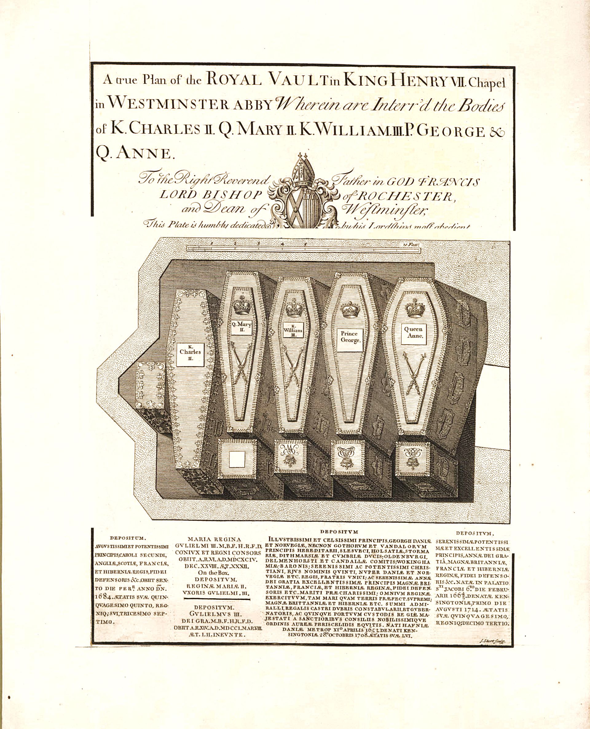 18th-century plan of the Stuart vault in Westminster Abbey Courtesy of Pallas Athene Books