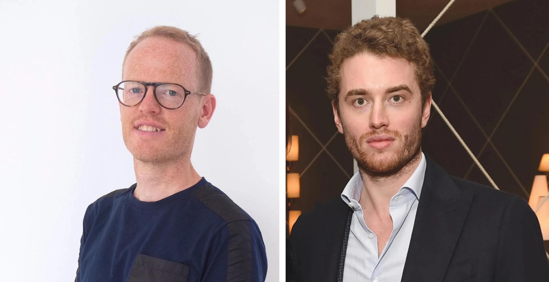 Robert Newland (left) worked as a director of Modern Collections, the company owned by Inigo Philbrick (right) from 2014-16 Newland: courtesy of Superblue; Philbrick: Stuart C. Wilson/Getty