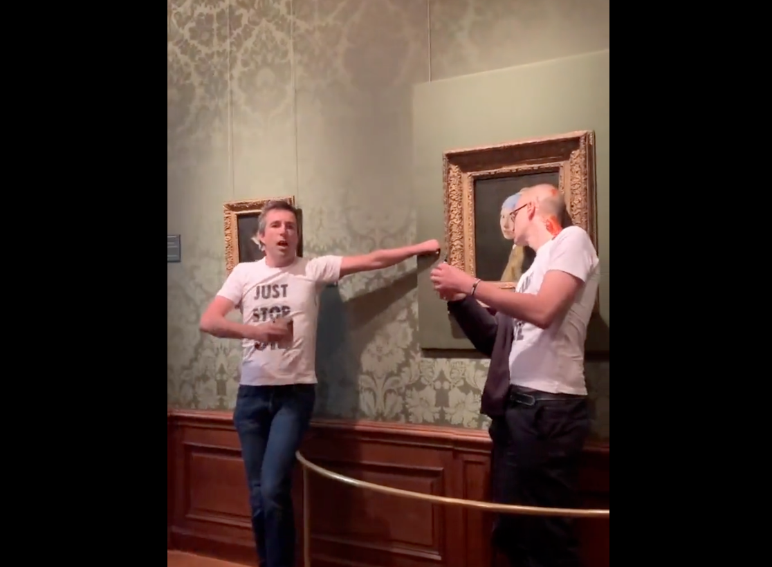 Eco activist attempts to glue his head to Vermeer’s Girl with a Pearl Earring