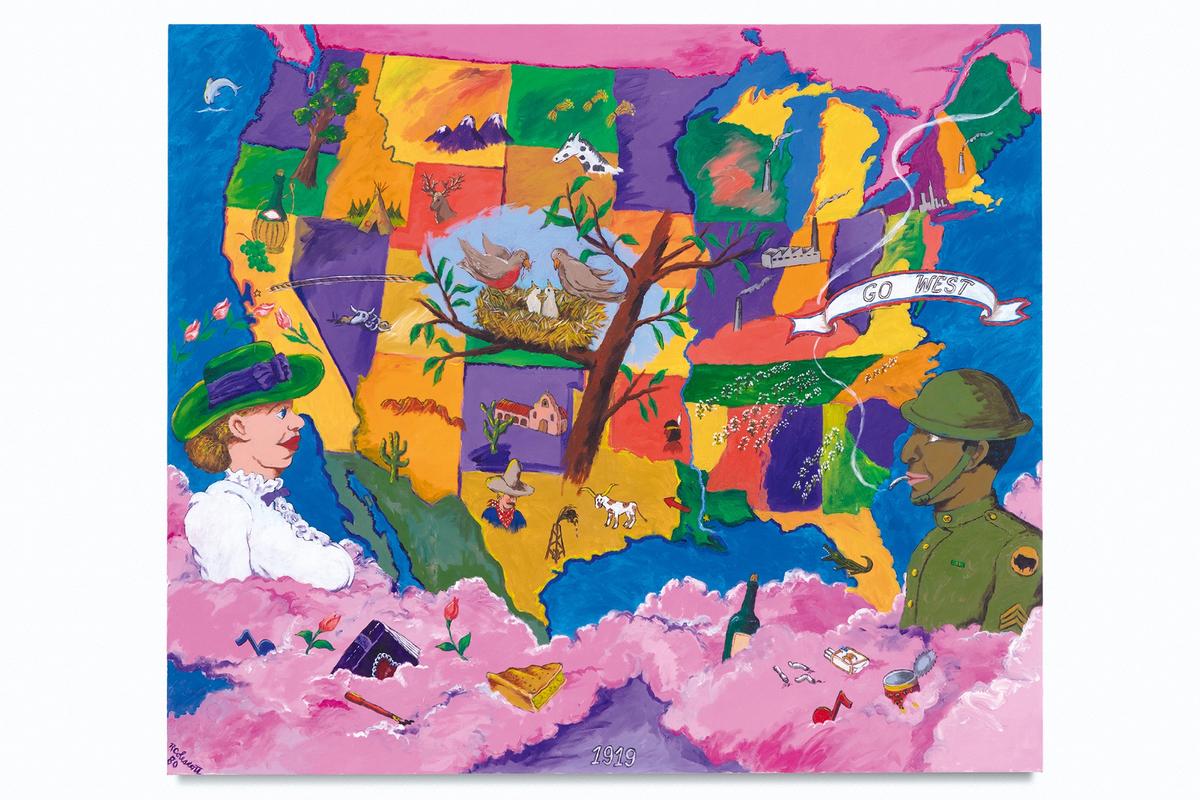 Robert Colescott’s 1919 (1980) will be offered in a single-lot sale at Bonhams on 8 September © The Robert H. Colescott Separate Property Trust, Artists Rights Society (ARS), New York. 