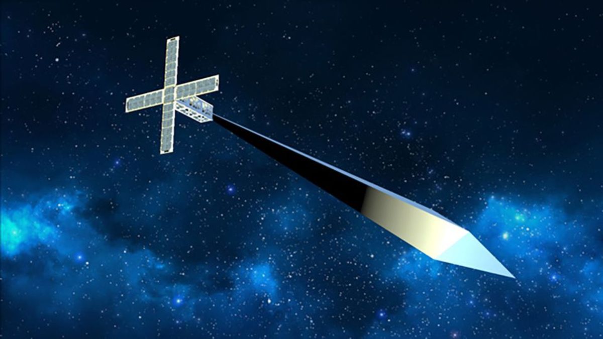 A rendering of Trevor Paglen's now unrealised Orbital Reflector project Photo courtesy of the Nevada Museum of Art