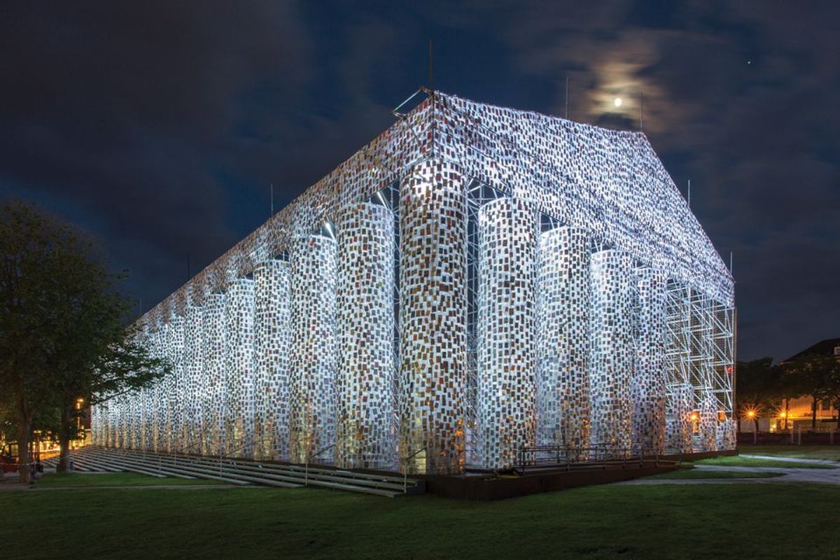 Marta Minujín's The Parthenon of Books (2017) was on show in Kassel Photo: Roman März