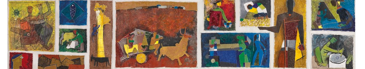 M.F. Husain, Untitled (Gram Yatra), 1954 Courtesy Christie's