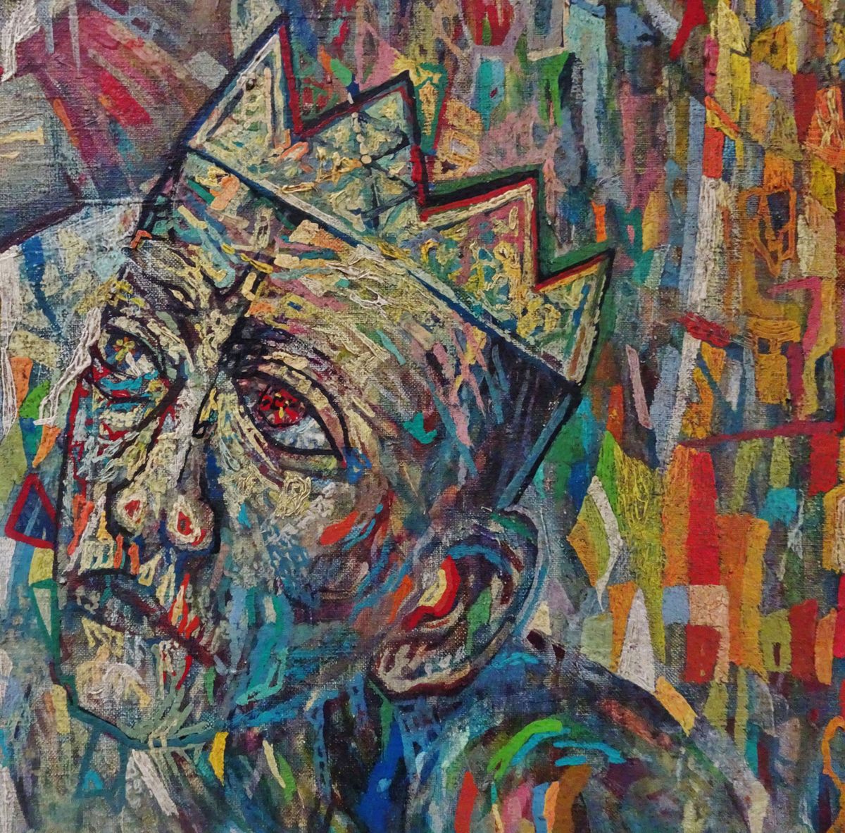 Detail of painting presented in Ghent as Pavel Filonov's Supreme Being (1914) Fondation Dieleghem