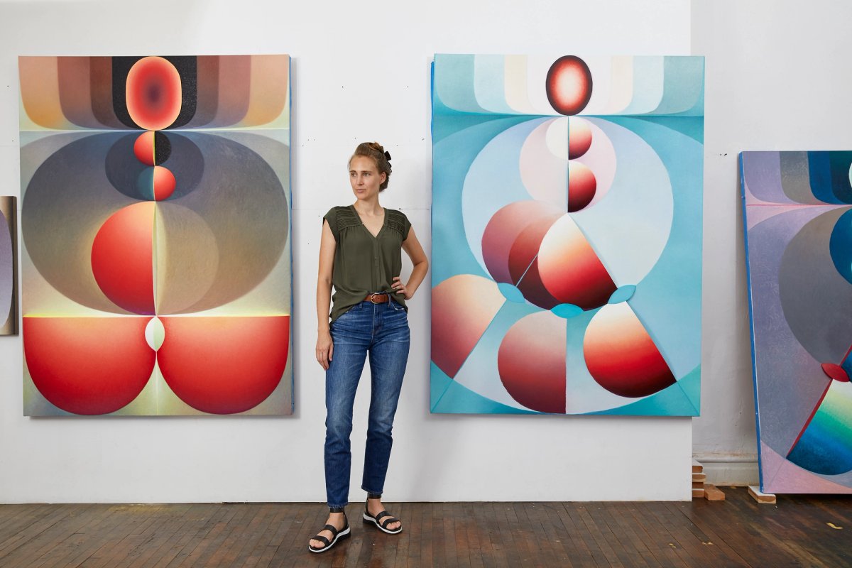 Portrait of Loie Hollowell in her studio. Courtesy Pace Gallery.