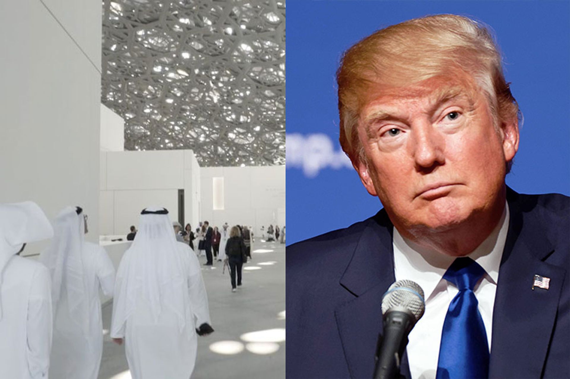 The Louvre Abu Dhabi was a recurring highlight of the year, Trump's presidency a recurring lowlight David Clack (L), Wikimedia Commons (R)
