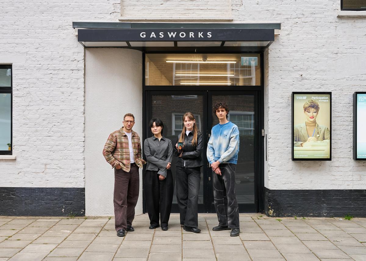 Earshot's team includes Lawrence Abu Hamdan, Hyeongji Yang, Caline Matar (on phone screen), Renate Lurdesa Baumane and Fabio Claudio Cervi. 

Photo: Peter Otto
