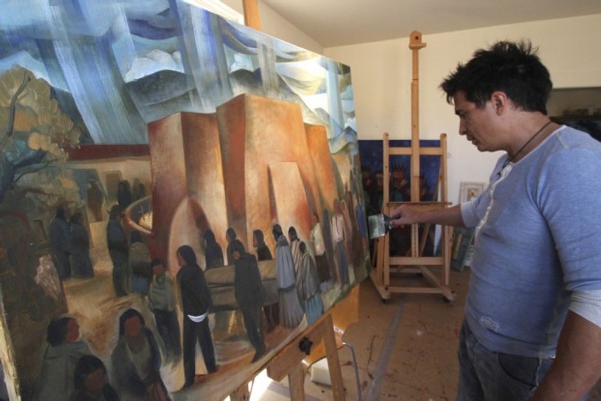 Navajo artist Tony Abeyta in his studio. Susan Montoya Bryan/ AP