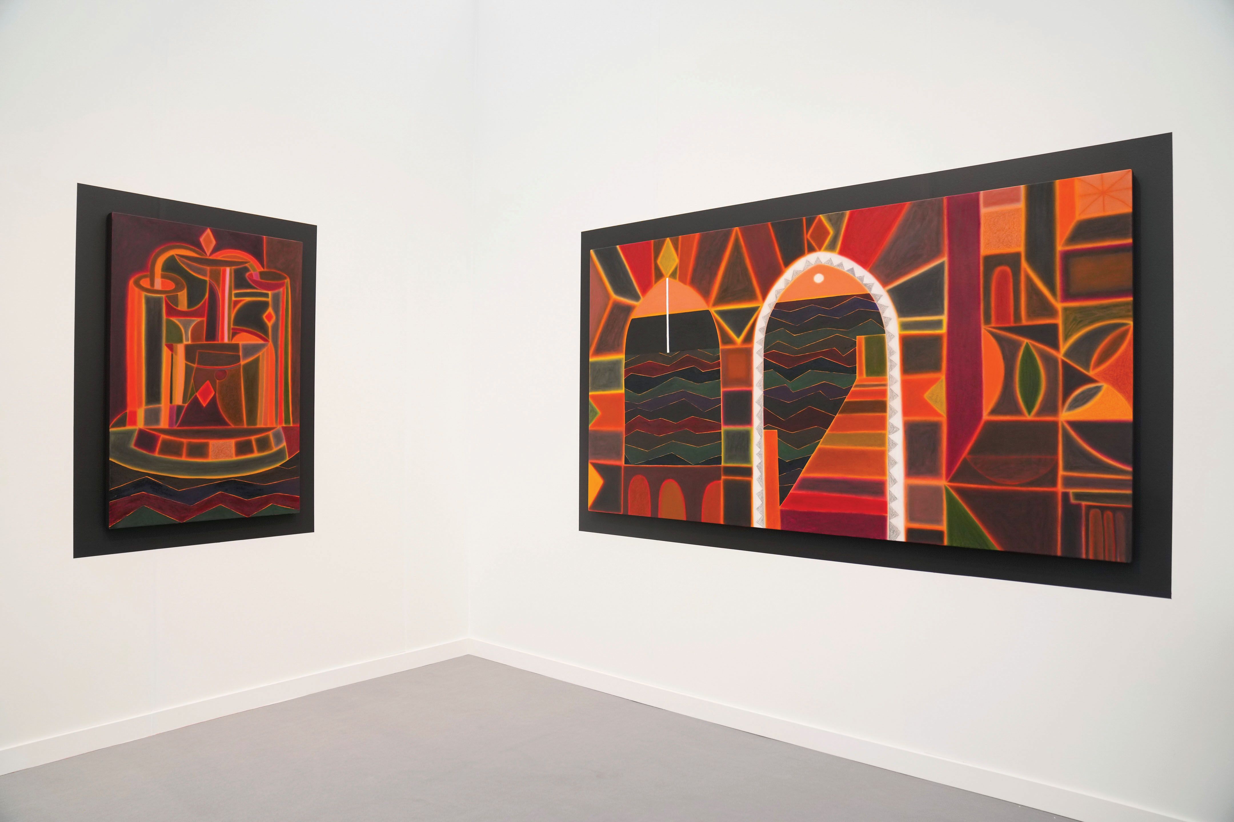 From left: Muzae Sesay's Kamara Fountain (2024) and Diamond Dock (2024), pt.2 Gallery Eric Thayer