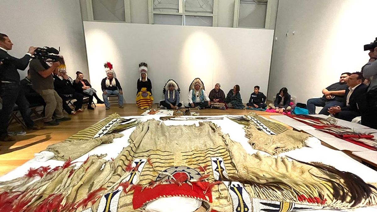 Sacred regalia was returned to leaders of the Siksika Nation. Exeter City Council.