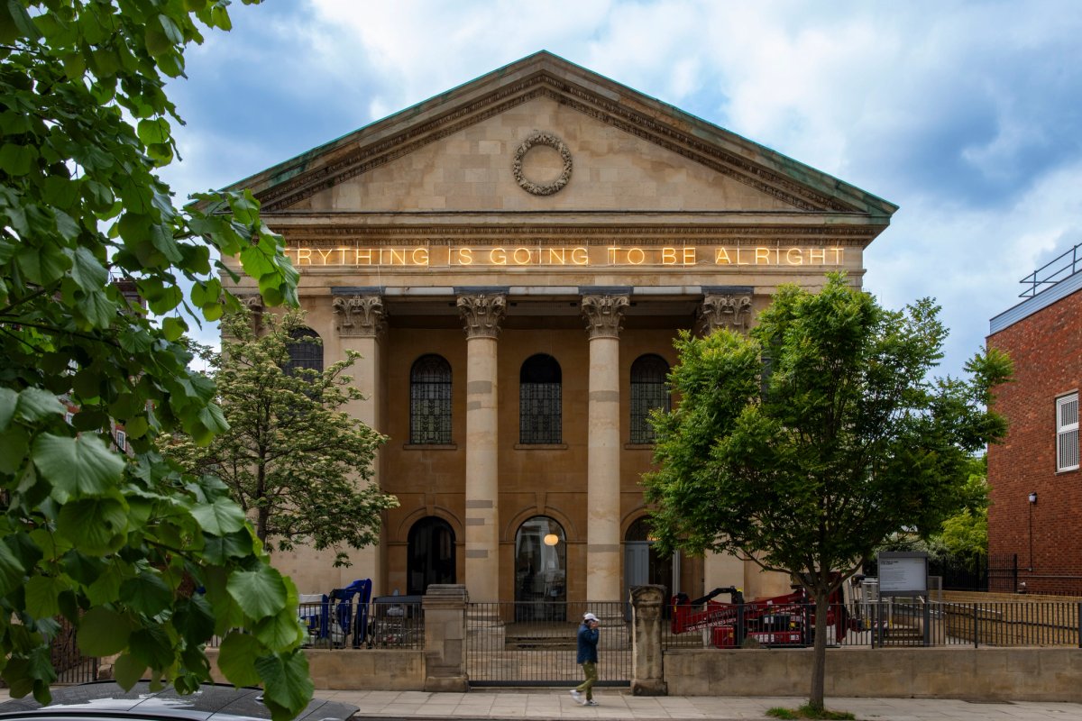 Turner winner Martin Creed's Work No. 1086: EVERYTHING IS GOING TO BE ALRIGHT (2011) is displayed on the building's façade
Courtesy of CAP