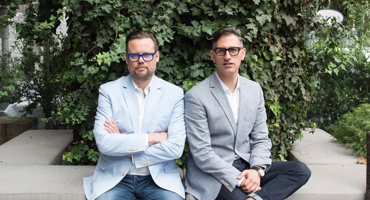 Till Fellrath, left, and Sam Bardaouil, the curators of the Lyon Biennale, now scheduled for 2022 Photo: Pablo Salgado