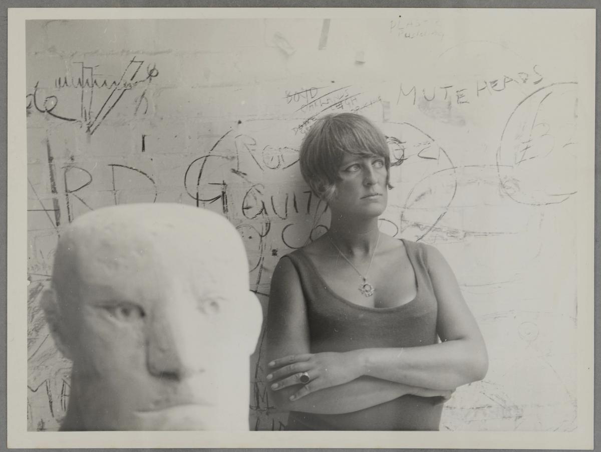 Elisabeth Frink photographed by Edward Pool (around 1964-65) © Frink Estate and Archive; Dorset History Centre