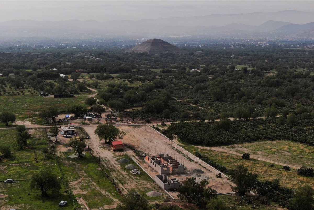 Construction of a private building project is seen on the outskirts of Teotihuacan, just north of Mexico City. The Mexican government said Tuesday that the project is destroying part of the outskirts of the pre-Hispanic ruin site and has repeatedly issued stop-work orders since March but the building crews have ignored them AP Photo/Fernando Llano