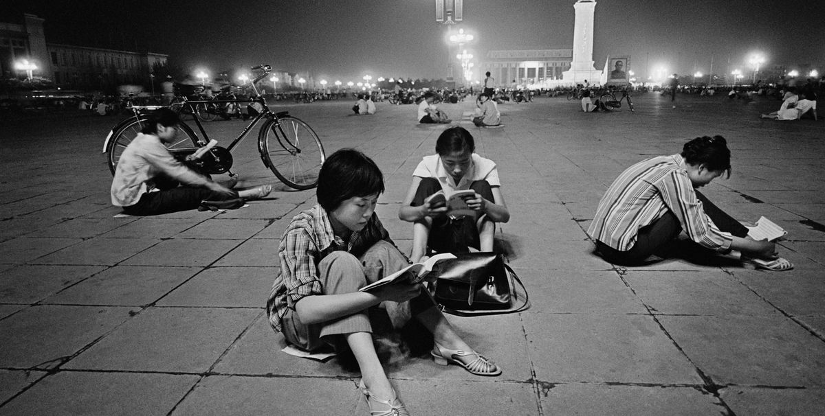 Using a long exposure, Liu captured students studying for university entrance exams under the square’s bright lights © Liu Heung Shing/AP Photo