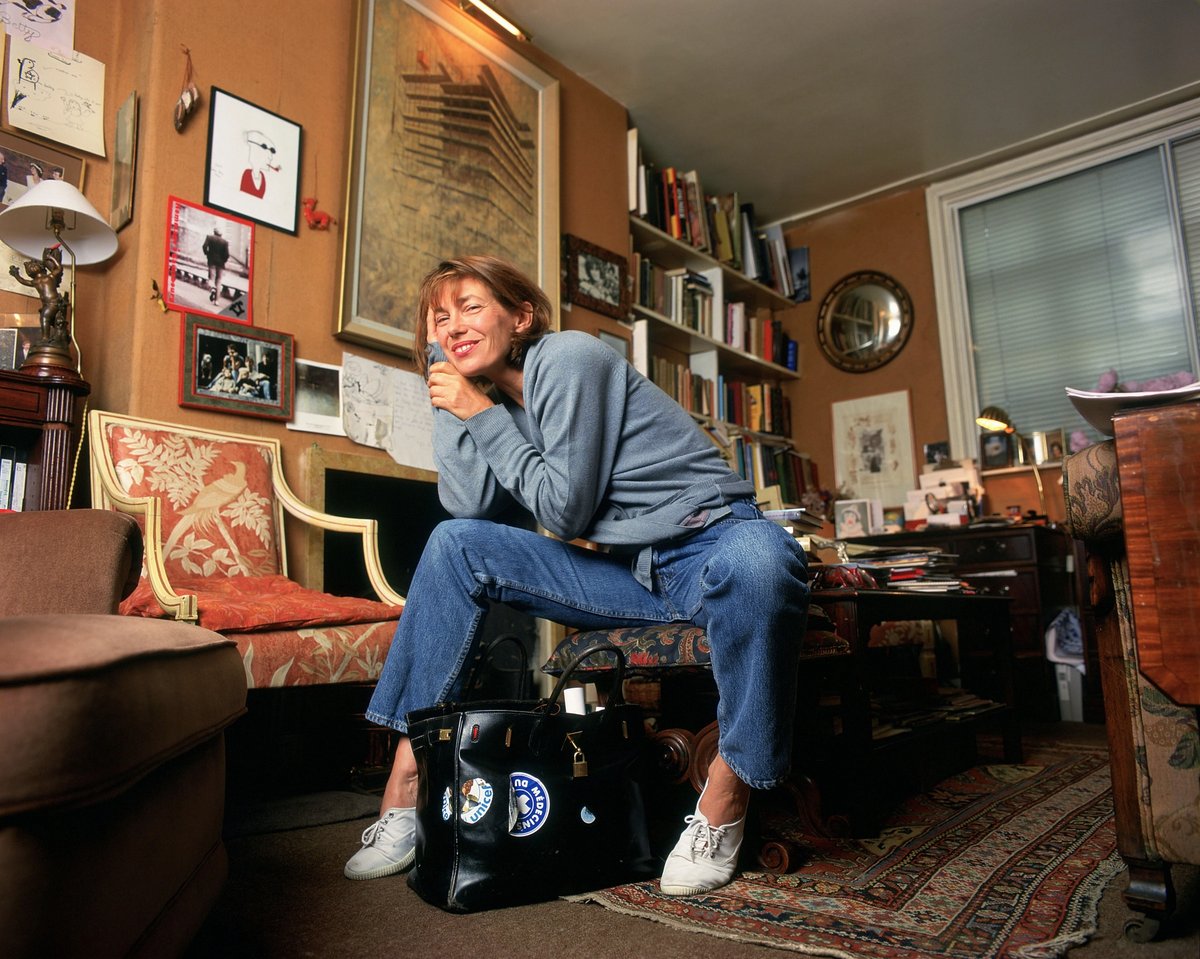 Jane Birkin with her original Hermès prototype, stickers and all. © Mike Daines, via Shutterstock