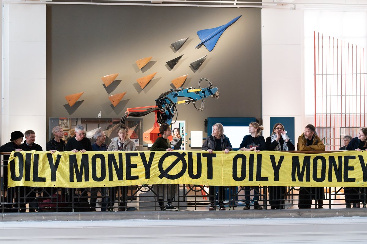 A demonstration against sponsorship agreements with oil and gas companies, including BP, at the Science Museum in London in 2024 Photo by Ron Fassbender for Culture Unstained