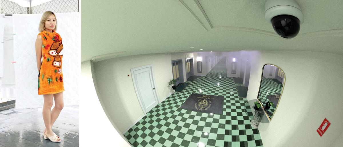 In Moving Target Shadow Detection (2021), Sung Tieu (left) recreates the hotel where the first cases of Havana Syndrome were recorded Still: courtesy of the artist, portrait: CFGNY