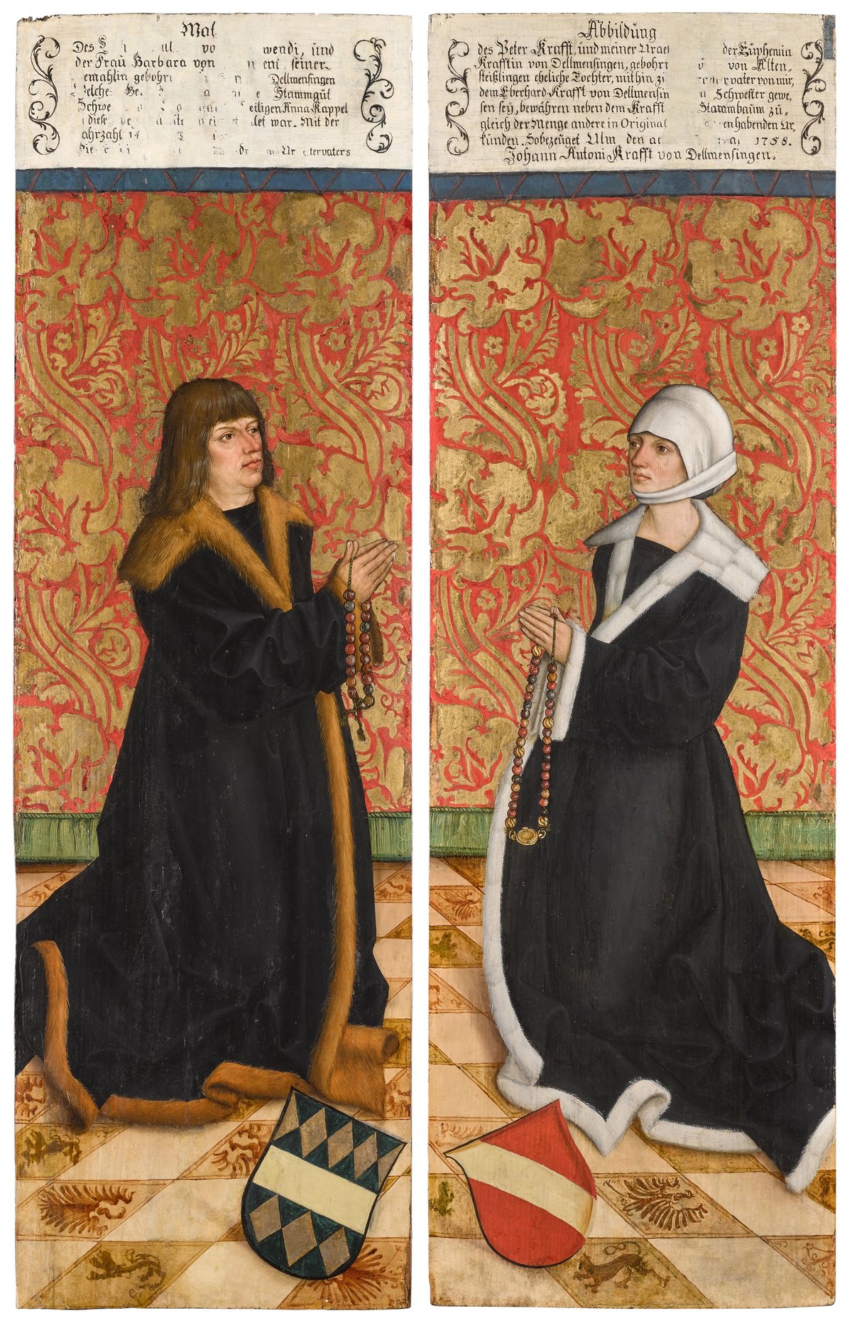 Bartholomäus Zeitblom, The wings of an altarpiece: Wilhelm von Schwendi (d. 1522); Barbara Krafft von Dellmensingen (d. 1538) Image: courtesy of Sotheby’s