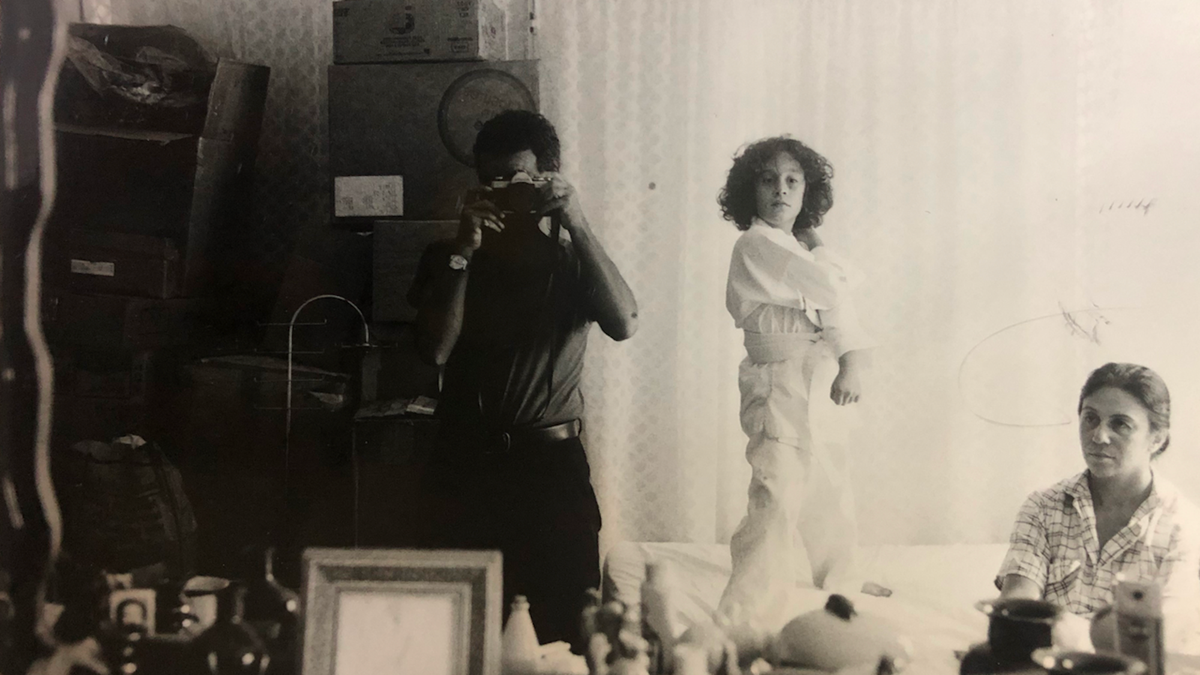 Still from A Revolution on Canvas with, from left to right, Nickzad Nodjoumi, Sara Nodjoumi, and Nahid Hagigat Photo: Courtesy HBO