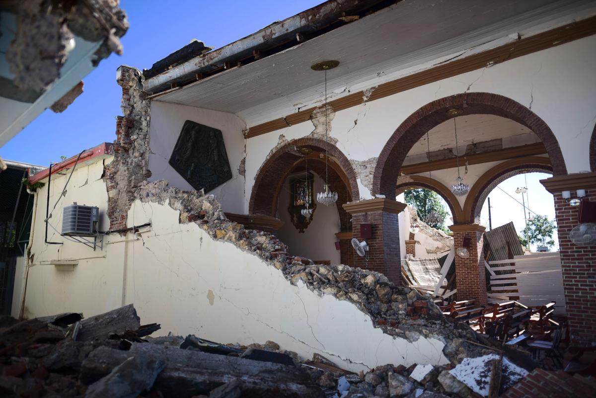 The Immaculate Concepcion Catholic church lies in ruins after an overnight earthquake in Guayanilla, Puerto Rico, on Tuesday AP Photo/Carlos Giusti