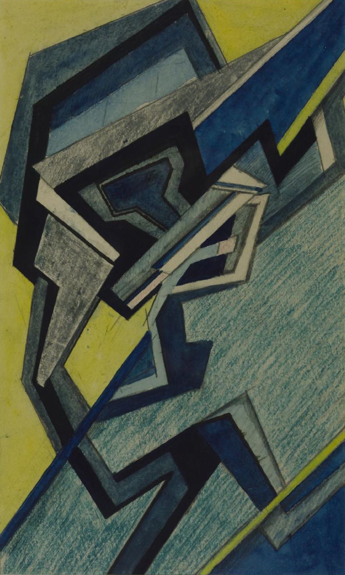 Abstract Composition in Blue and Yellow (around 1915) by Helen Saunders. Like Jessica Dismorr, Saunders found herself disparaged and sidelined within the male-dominated Vorticist movement © the estate of Helen Saunders