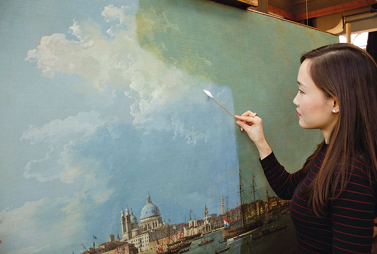 Canaletto’s Venice: the Bacino di San Marco from San Giorgio Maggiore (around 1735-44) undergoing treatment at the Hamilton Kerr Institute in Cambridge © Chris Titmus