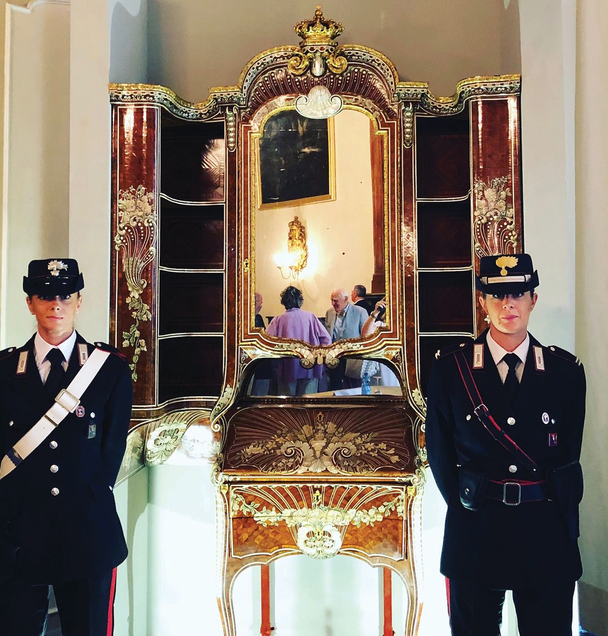 The 18th-century cabinet was built to fit an alcove in the Palazzo Chiablese