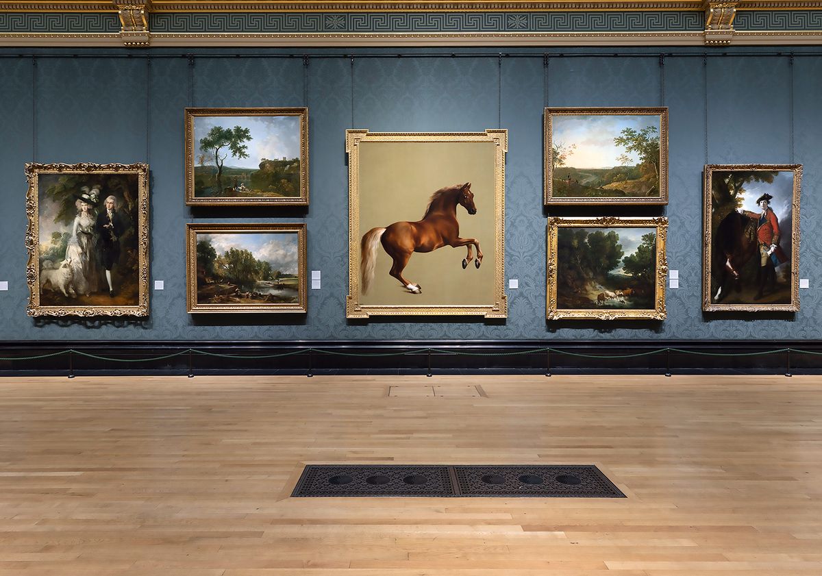 George Stubbs’s Whistlejacket (around 1762) is surrounded by a new “salon” hang of British painting, 1740-1800 © The National Gallery, London