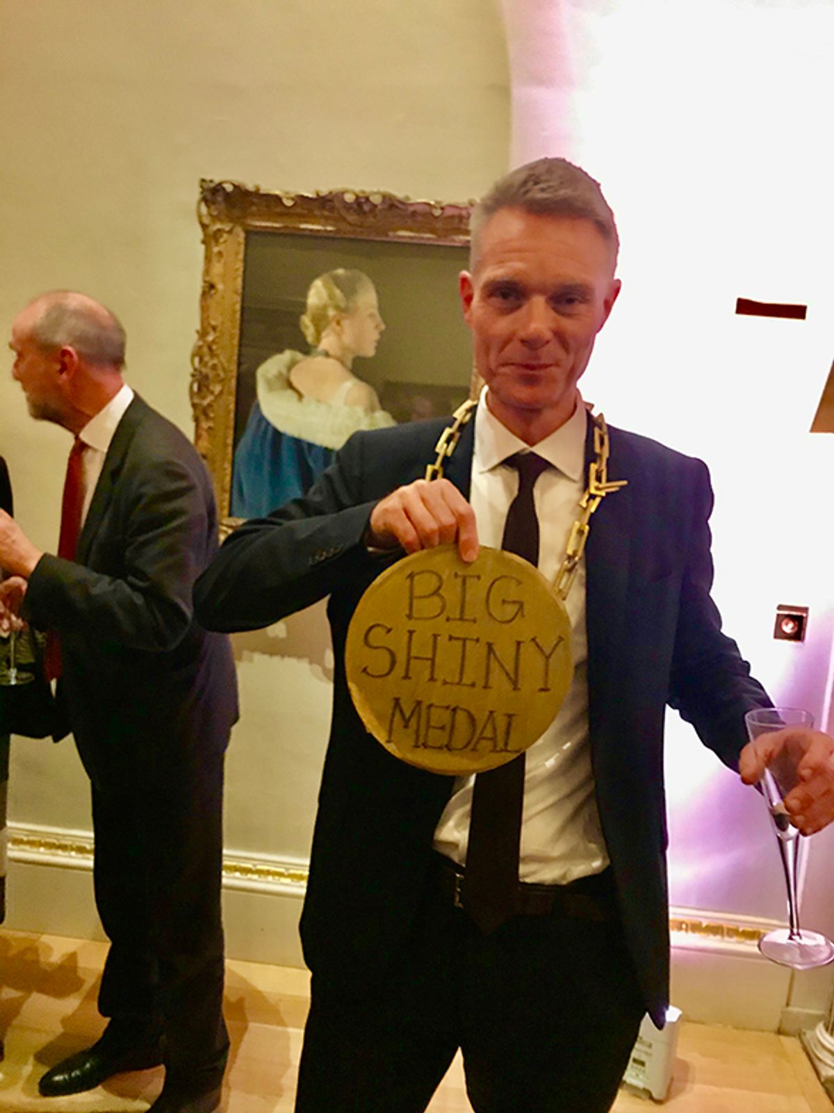 Former RA artistic director Tim Marlow with his Big Shiny Medal Courtesy of Louisa Buck