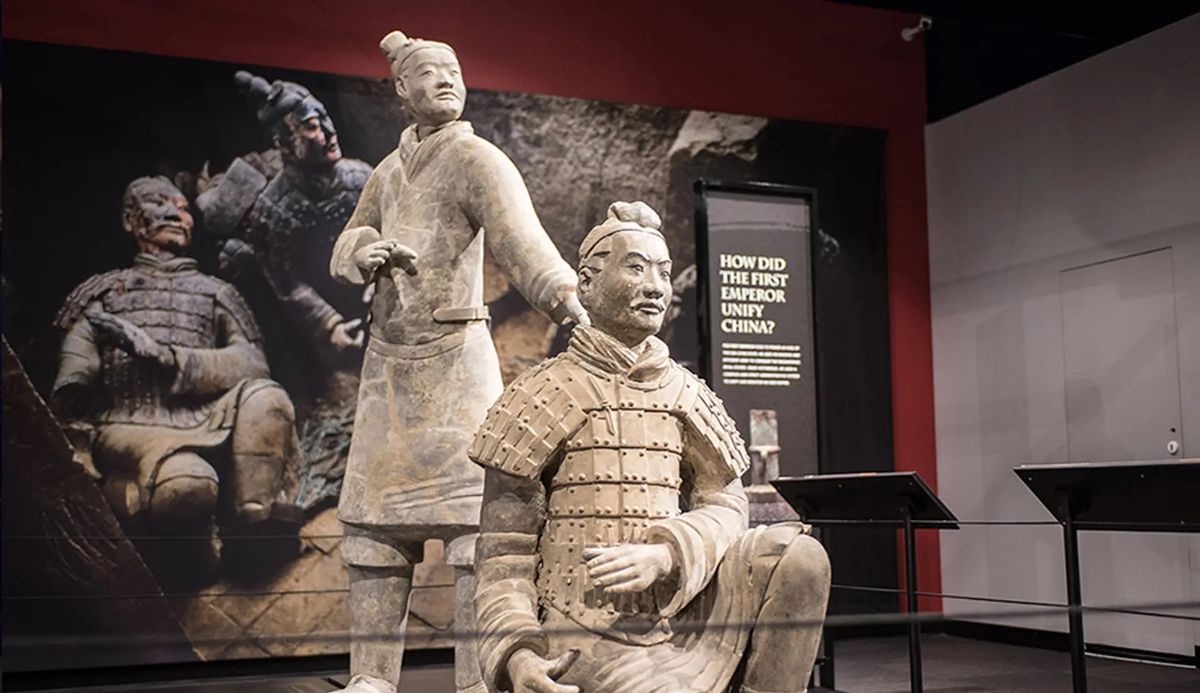 Installation view of the 2017-18 exhibition Terracotta Warriors of the First Emperor at The Franklin Institute The Franklin Institute, Philadelphia.