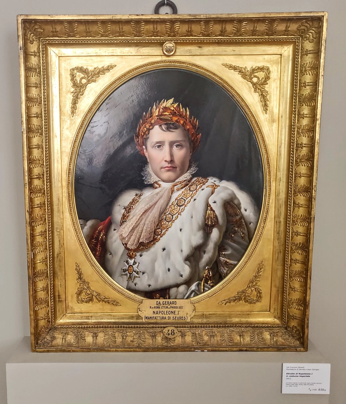 A portrait of Napoleon I painted by Jean Georget on a large porcelain tile, which created at the Sèvres manufactory in 1810